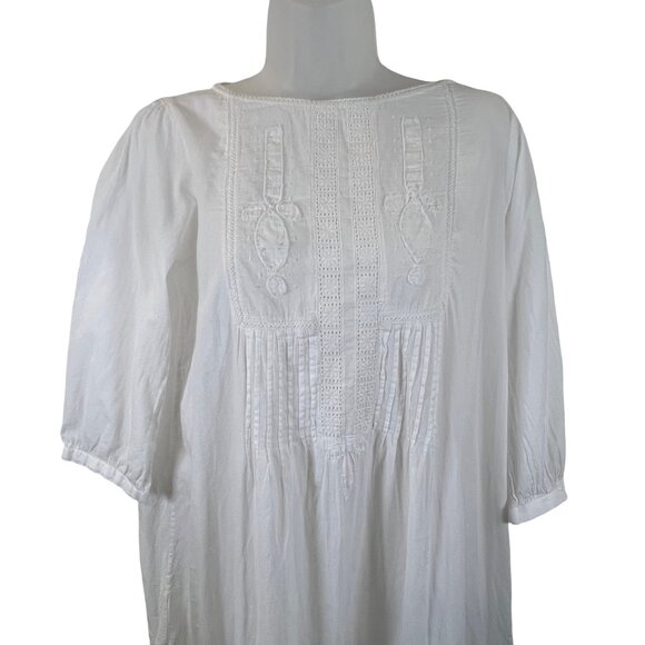 White Zara Cotton 3/4 Sleeve Midi Dress Size XL but fits like Medium - Picture 3 of 11
